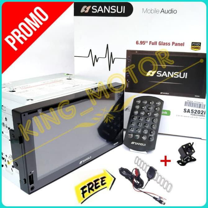[[[BISA COD]] HU 2Din Sansui SA5202i Yokohama FullGlass MirrorLink + Camera + Antena Kode 1008