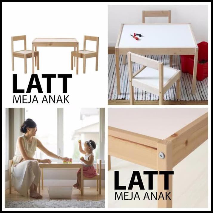 Latt Meja Anak Dengan 2 Kursi Kayu Pinus  Child Table Chair 