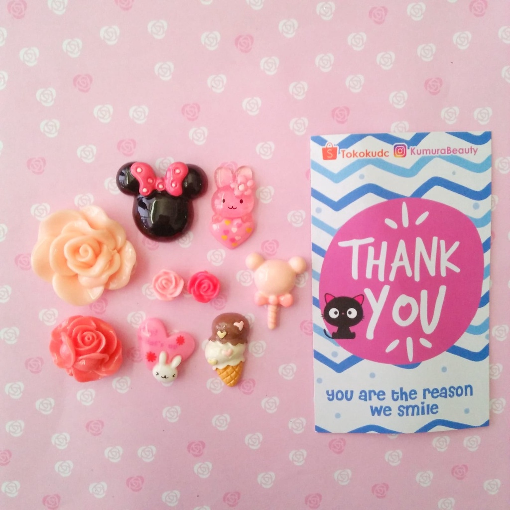 DEKORASI SLIME / CLAY / NAIL ART DECODEN ANNA SUI / MICKEY /  FUN ANIMAL/ ENGLISH FLOWER / CUTE ANIMAL