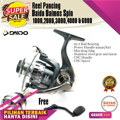 *Promo Murah* Reel Pancing Daido Daimos Spin 1000-6000 (12+1Bearing) Power Handle