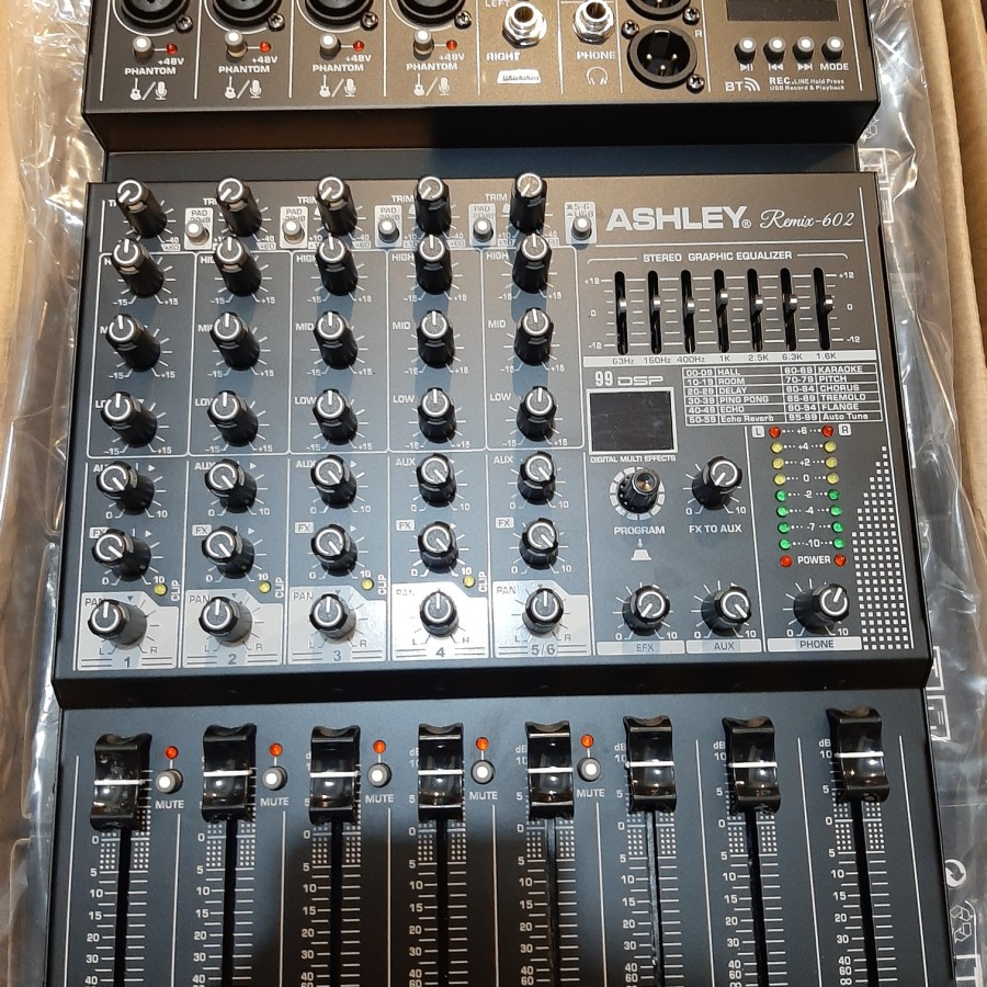 Mixer Recording 6 Channel Ashley Remix 602 Remix-602 PC Soundcard Reverb Equalizer ORIGINAL