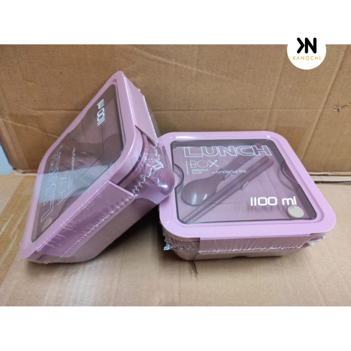 Kotak Makan Bento Box Set Transparan 1100 BPA FREE