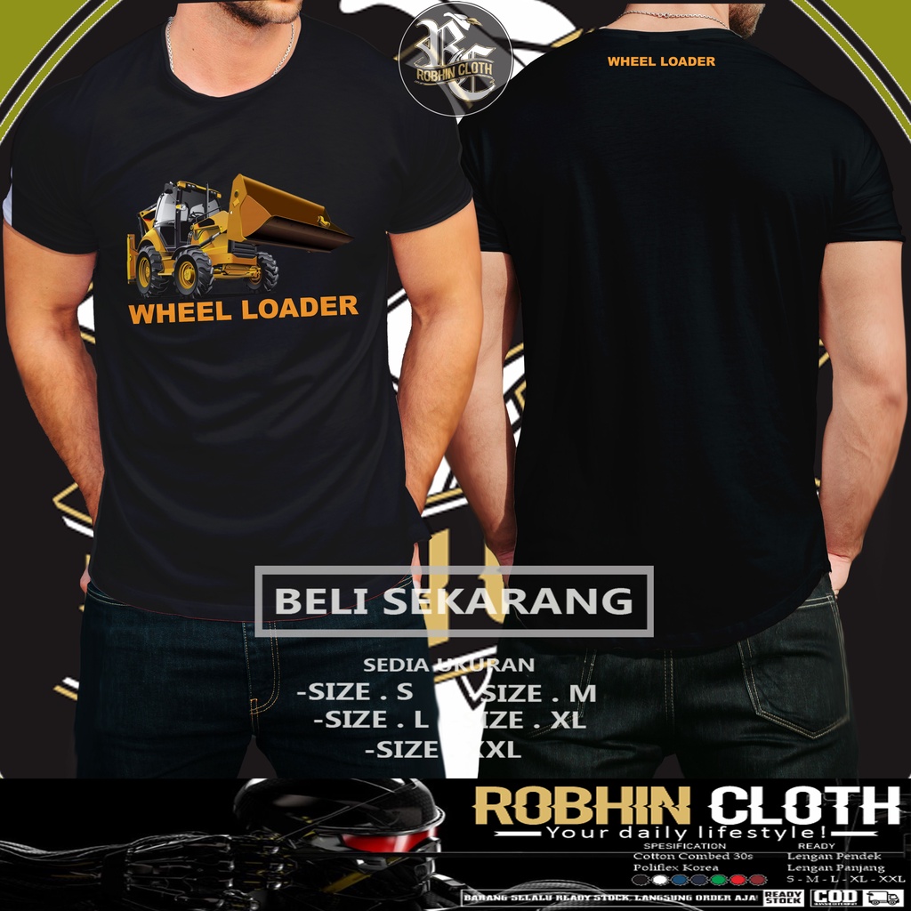 Kaos baju Wheel Loader Excavator Alat Berat Komatsu Baju Distro