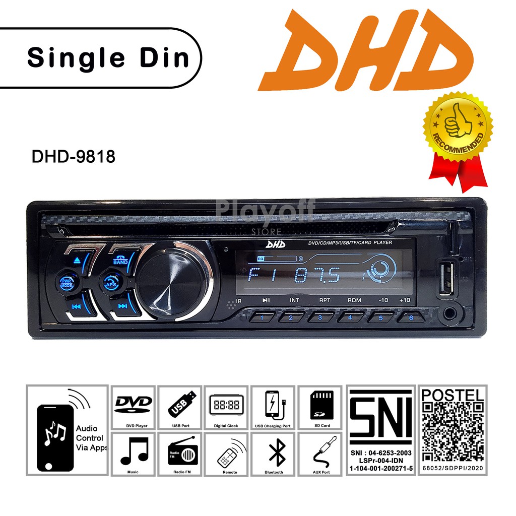 SINGLE DIN DVD Bluetooth DHD-9818 Tape Multimedia Player