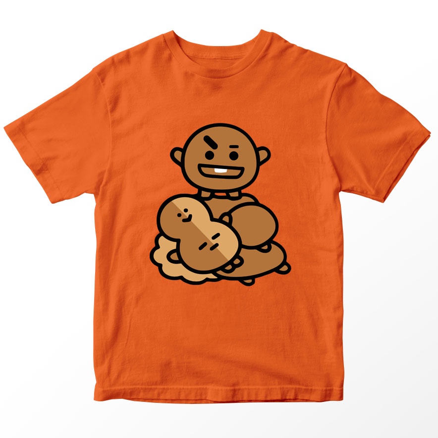Kaos BT21 BTS Anak Gambar Shooky, Warna Oranye, Umur 1-10 Tahun