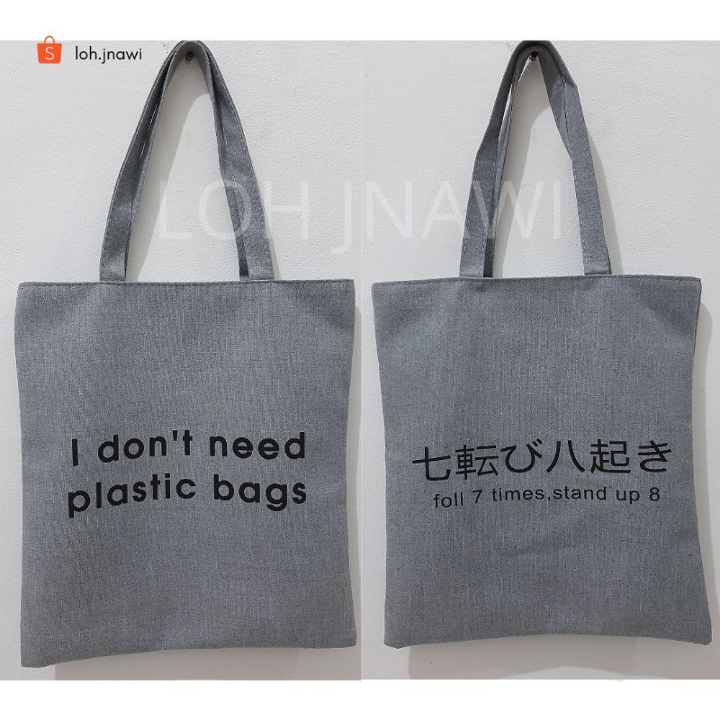 Tote Bag Canvas Resleting dan Saku Unisex Premium