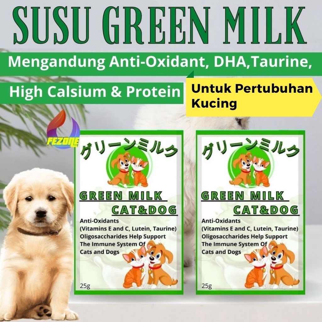 Susu Green Milk Sachet 25gram Kucing Anjing Aman Untuk Kucing Hamil FEZONE