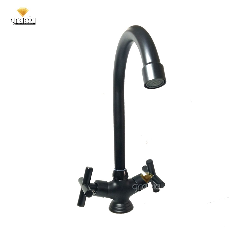 Kran Air Cuci Piring - Keran Panas Dingin Kuningan - Kran Sink Kran Mixer Tanam Wastafel / Kran Sink Wastafel SERIE BLACK