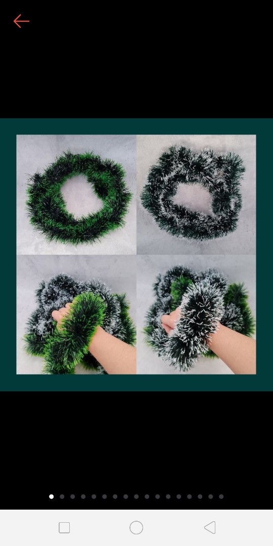 Slinger Tinsel Hiasan Hijau Salju Lingkaran Pohon Natal Dekorasi Christmas