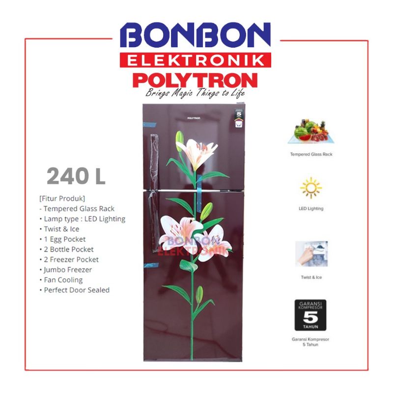 KULKAS POLYTRON 2 PINTU METAL 260 LITER PRB 287
