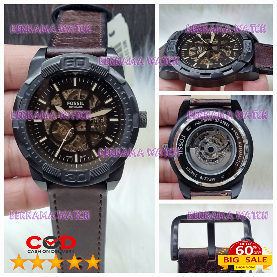 EXTRA HEMAT JAM PRIA MEWAH F0SS1L ME 3219 AUTOMETIK ASIAN ETA BOX ORI JAM PRIA KEREN JAM PRIA RECOME