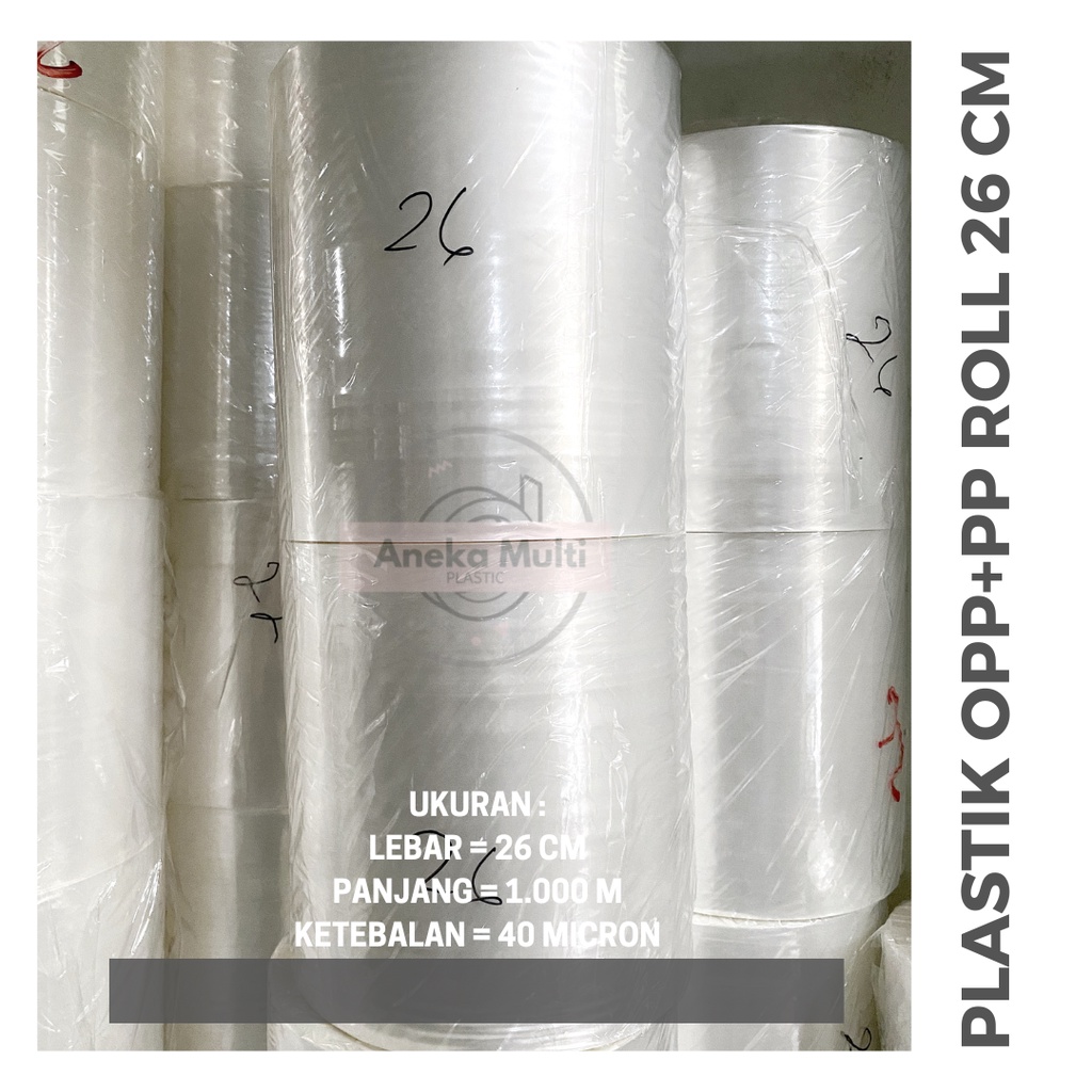 Plastik Roll OPP PP Polos/ Plastik Kemasan Sachet Renteng/ 26cm x 1000m