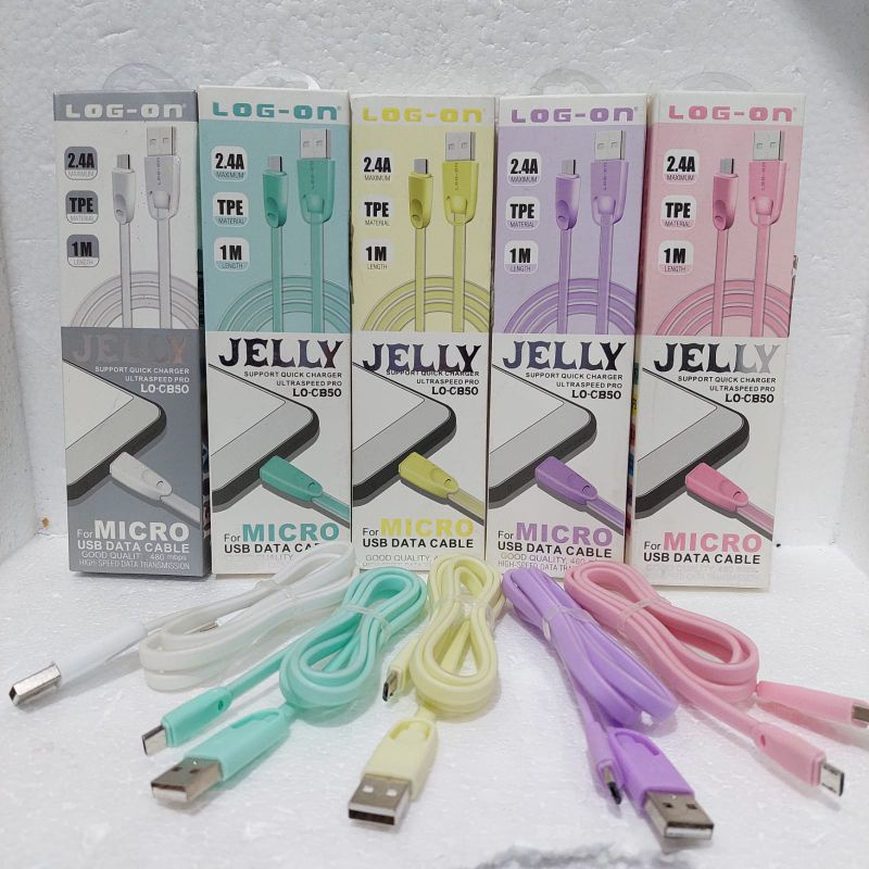 KABEL CHARGER JELLY  MICRO LOG-ON SUPPORT FASTCHARGING