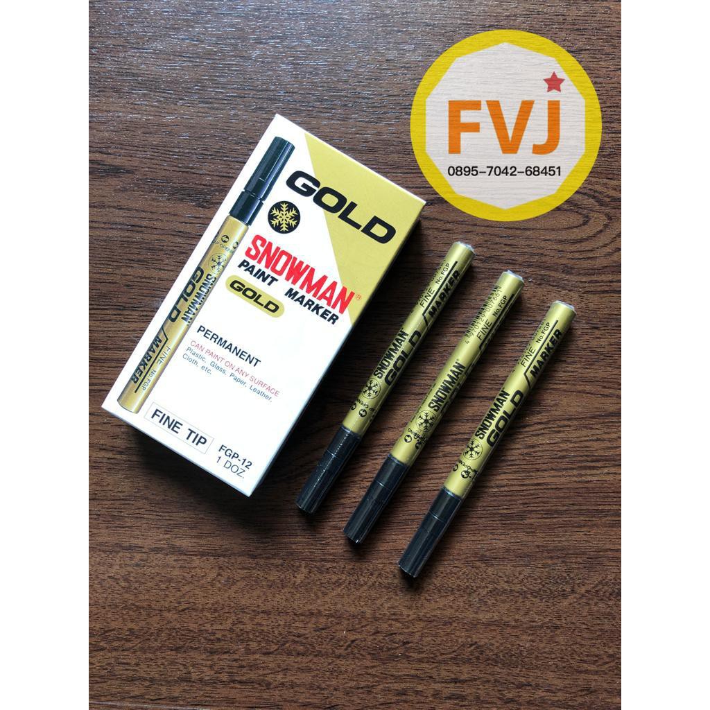 Spidol SNOWMAN Permanent GOLD / Spidol EMAS kode EFSP-12 (kecil) harga per pack isi 1lusin / 12pcs