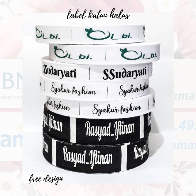 

Label sablon/label hijab/label baju/label pita/label woven/custom produk