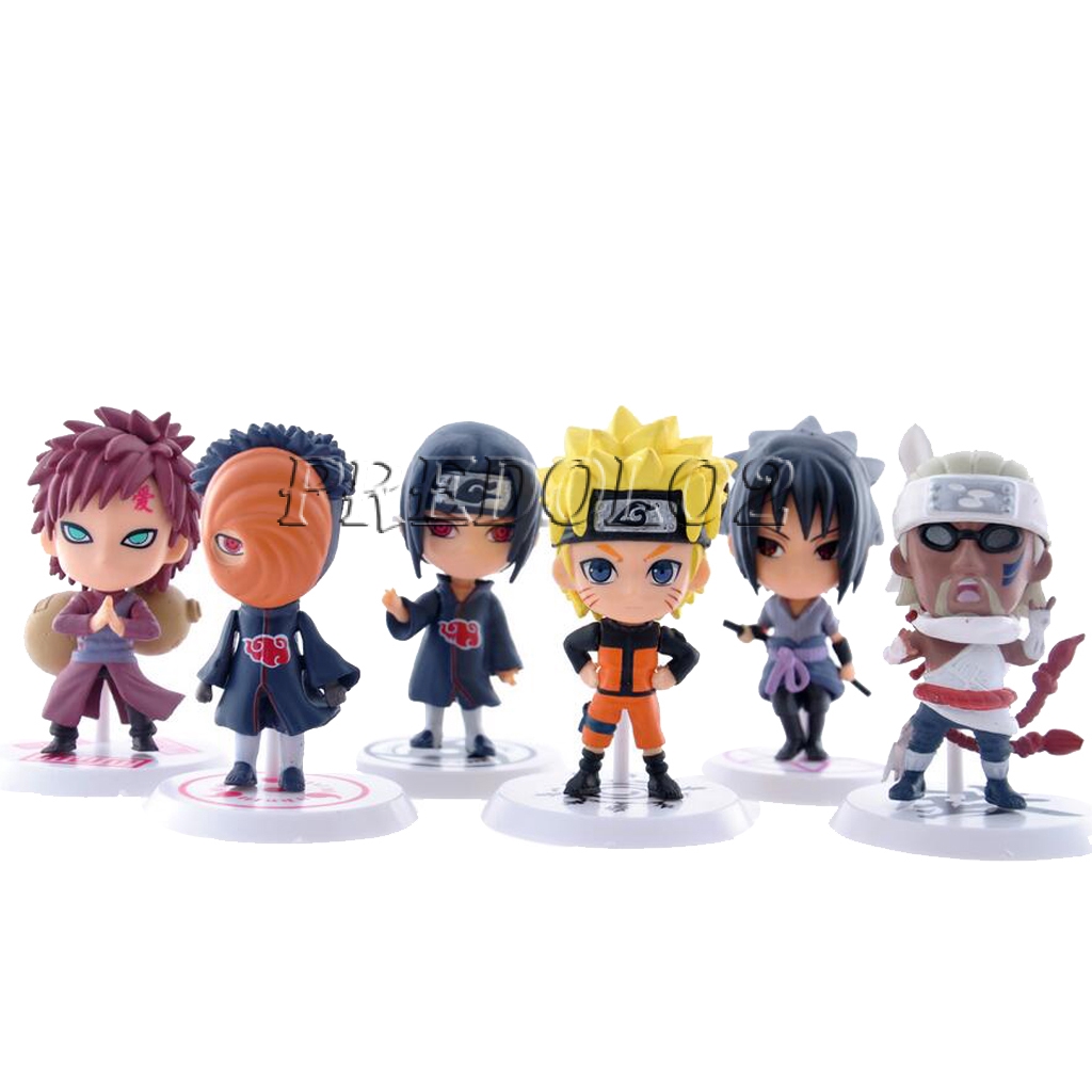 6Pcs Set Anime Naruto Sasuke Kakashi Action Figure Model 7cm For