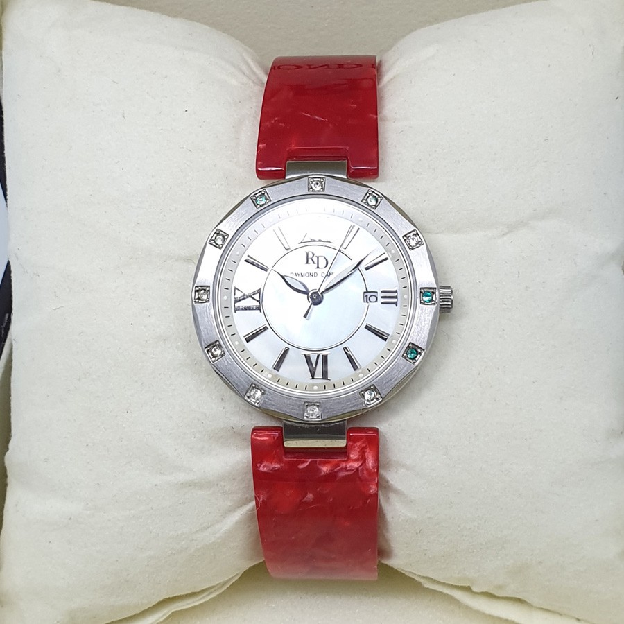 Raymond Daniel RD206 Silver Akr. Merah, Jam Tangan Wanita, Original