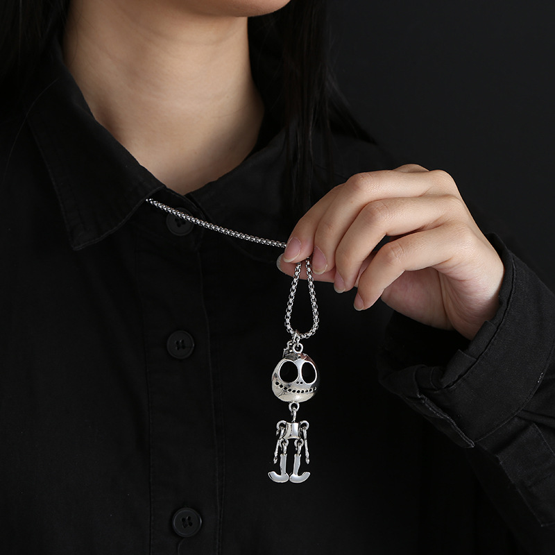 Movable Alien Titanium Steel Necklace Trendy Hip Hop Couple Pendant