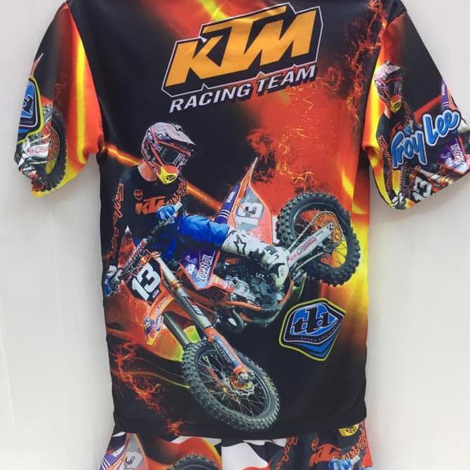 kaos jersey motor cross anak-setelan motor cross ktm kids 842 pendek -gallspt