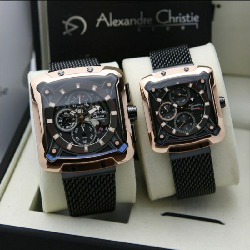Jam Tangan Alexander Christie 3030 AC 3030 Couple Tali Stainless Mesin Baterai Original garansi 1thn
