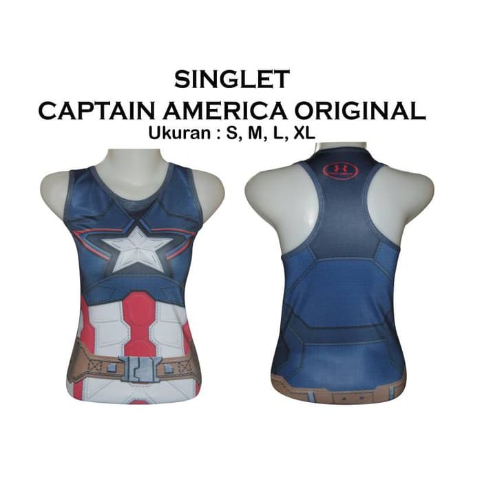 Pakaian kaos gaul    KAOS BAJU SINGLET CAPTAIN AMERICA WANITA SENAM FITNESS YOGA ZUMBA GYM   ash