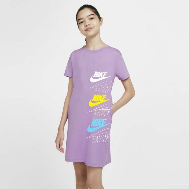Dress Katun Anak Perempuan Nike Purple Size 2y 6y / Kado Baju Kaos Katun Anak Polos Ori Bagus Murah 