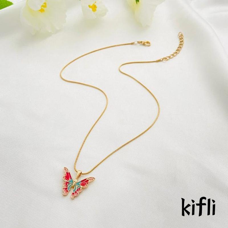 Kalung Rantai Adjustable Dengan Liontin Kupu-Kupu Untuk Wanita