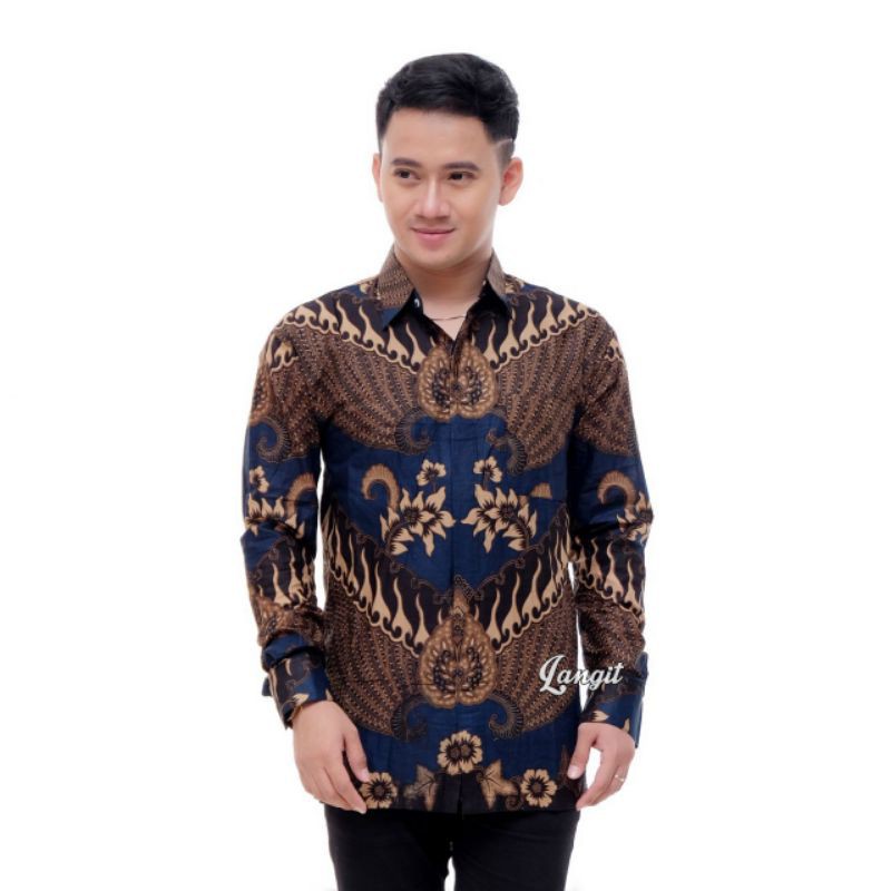 Batik couple pria kemeja batik pria dewasa size jumbo couple ayah dan anak warna biru denim