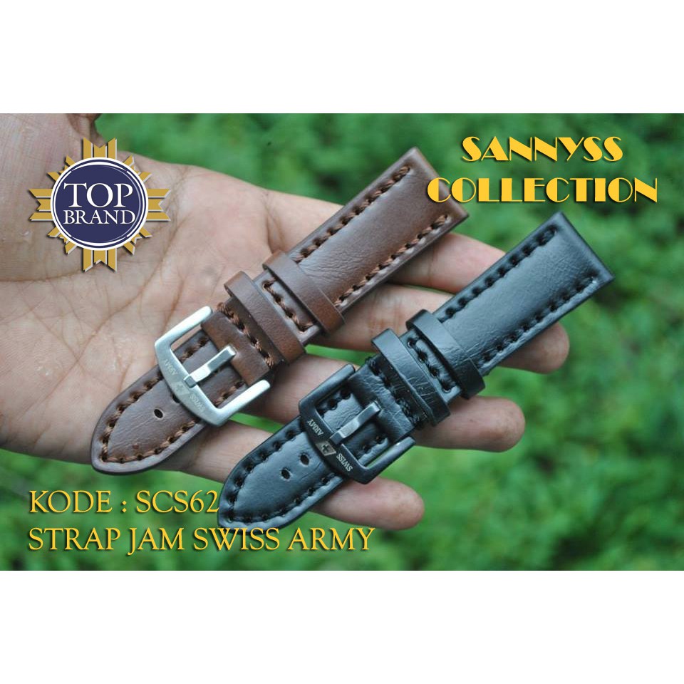 STRAP TALI JAM SWISS ARMY KULIT HITAM COKLAT PREMIUM