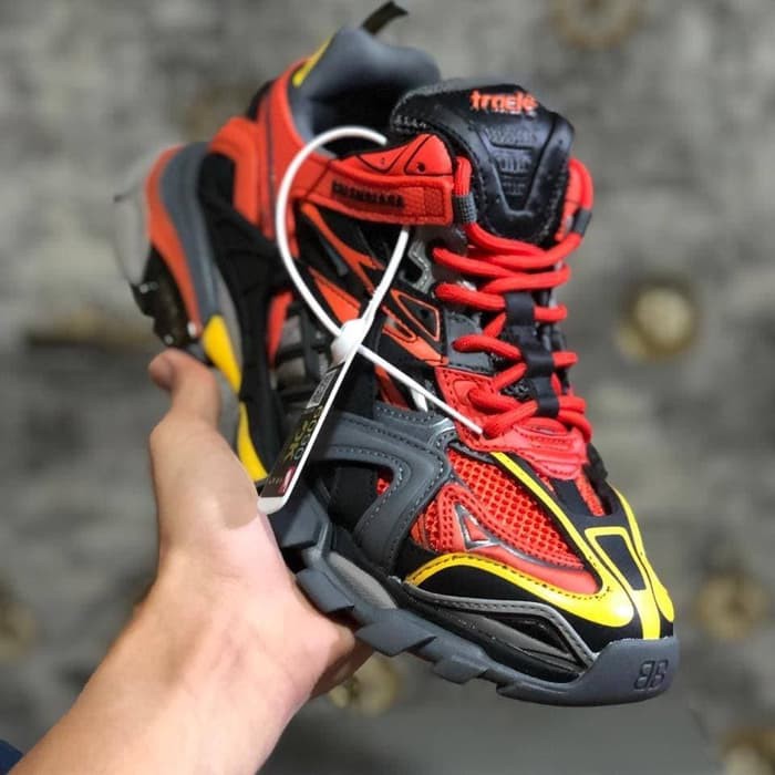 Asli Sepatu Balenciaga Track 2 Black Orange Yellow Original Murah Sport Running