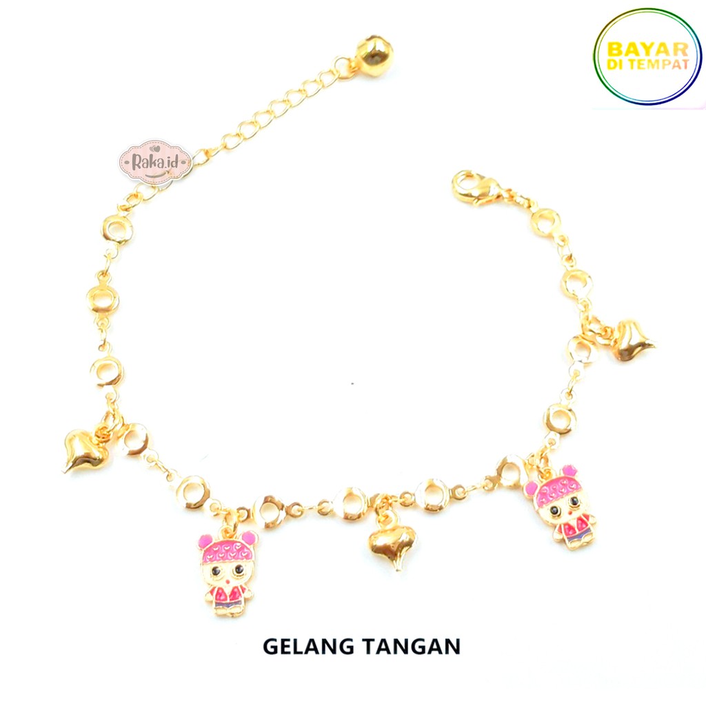 Raka Acc - Paket Gelang + Anting Anak LOL Xuping Perhiasan Anak Lapis Emas 18k 401