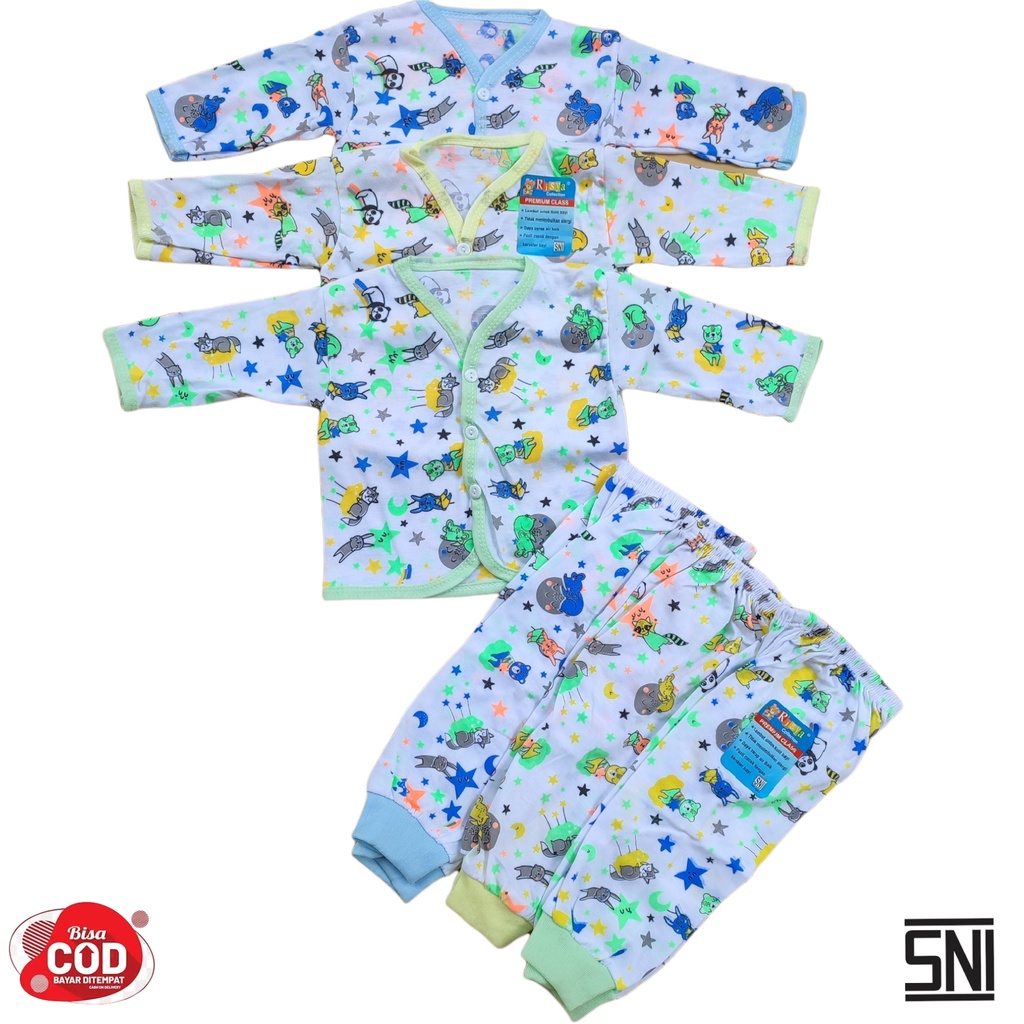 6pcs/ 3 stel Baju bayi baru lahir Lengan Pendek/ grosir baju dan celana bayi newborn Lengan Panjang