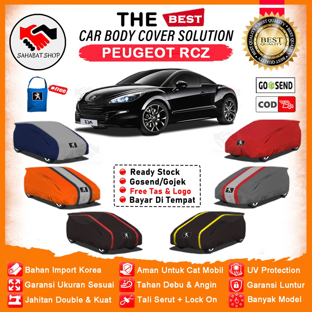 Sahabat Body Cover Mobil RCZ / Sarung Penutup Peugeot RCZ Outdoor / Selimut Mantel Tutup Pelindung Jas Kerudung Mantol Pembungkus Kelambu Tutupan Kerodong Terpal Bungkus Mobil Sedan RCZ Waterproof Anti Air Model Orange