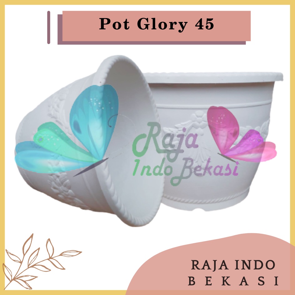 ONLY SAMEDAY AND INSTAN Pot Glory 45 Putih - Pot Besar Jumbo 50cm Pot Besar Plastik Bahan Tebal