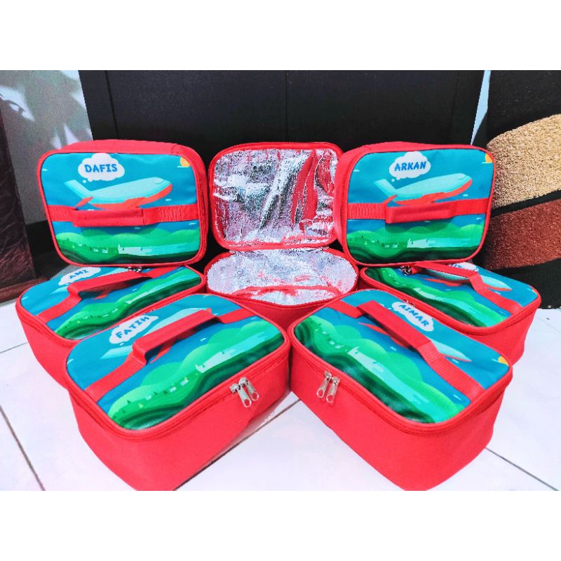 Lunch bag full lapisan alumunium foil souvenir gambar printing castem