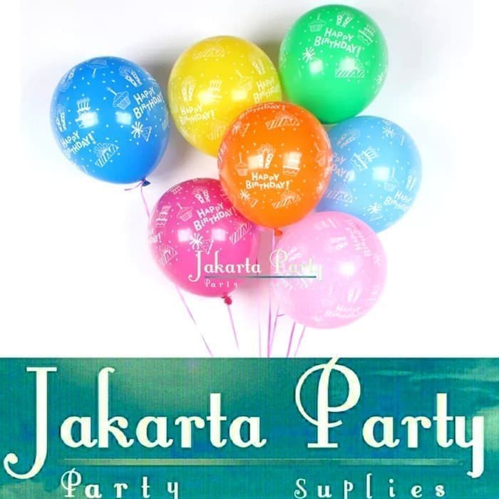 Balon Latex Motif HBD 1 PACK ISI 100 PCS / Balon Happy Birthday