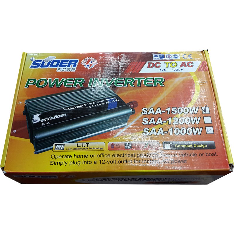 Power Inverter 1500w - DC 12v ke AC 220v Merk Suoer Type SAA-1500w