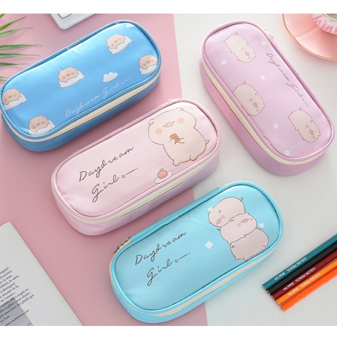 Tempat Pensil JUMBO BABI PIGGY GENDUT / Tepak Tempat Alat Tulis Besar Polos Gambar BABI Lucu Imut