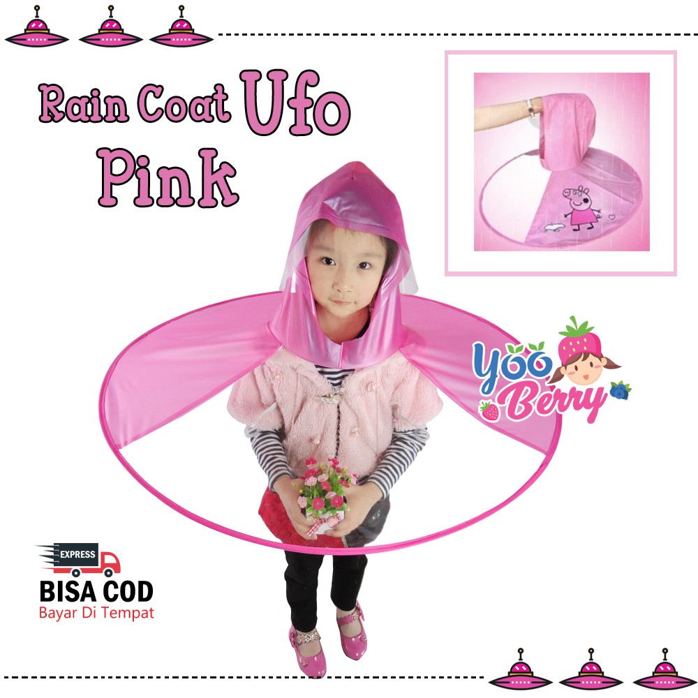 Berry Mart Jas Hujan Anak UFO Raincoat Rain Coat UFO Pink Berry Mart