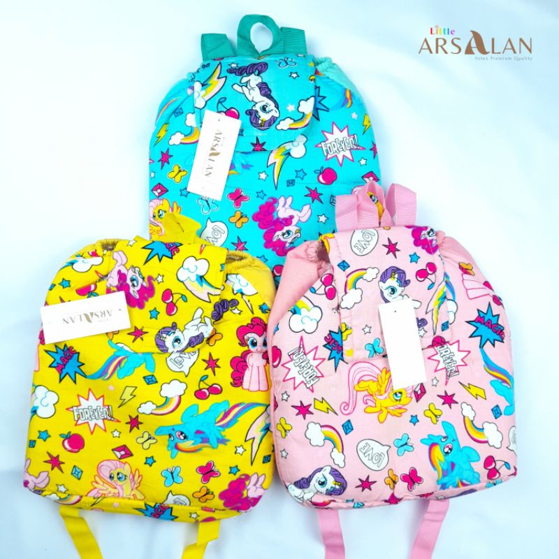 Mukena Anak Karakter Unicorn Minnie Mouse Doraemon Kuda Poni Hello Kitty Kupu-Kupu Tas Ransel Rayon Anak Paud TK SD | Mukena Arsalan