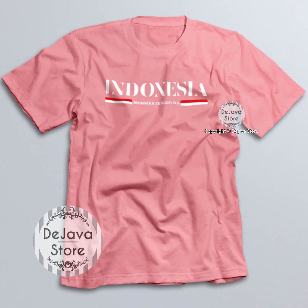 Kaos Distro Indonesia Bhinneka Tunggal Ika Baju Agustus Cotton Combed 30s Unisex Premium | 4385-PINK
