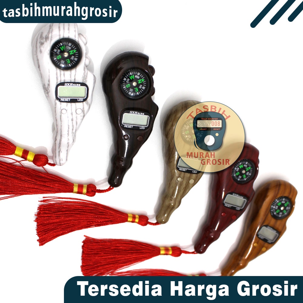 Tasbih Digital Kompas LED Motif Kayu