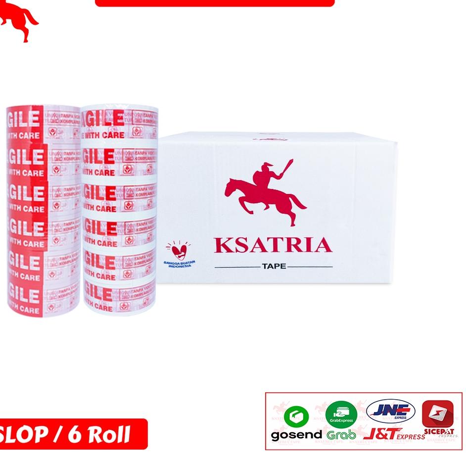 

Import Original% Lakban OPP Tape / Lakban Fragile KSATRIA Tape 45mm x 60 Yard (1 Slop) Edisi
