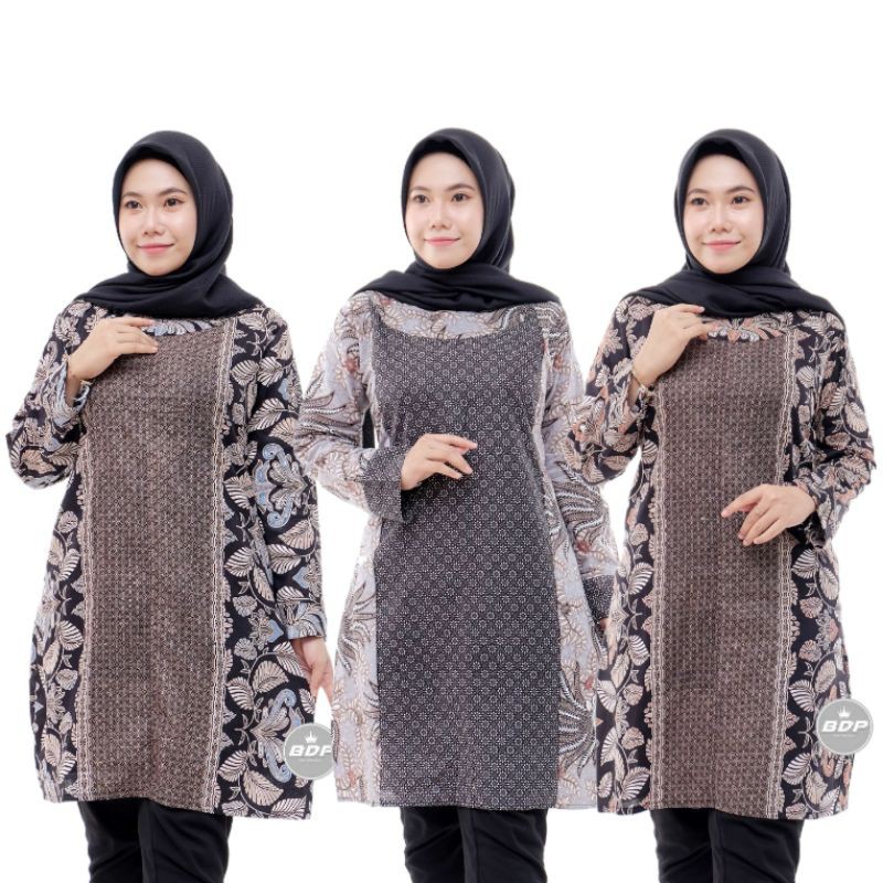 NEW ARRIVAL ATASAN TUNIK BATIK KATUN KOMBINASI TUNIK KANTOR PREMIUM MURAH