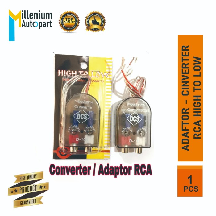 ADAPTOR AUDIO MOBIL RCA CONVERTER KABEL SPEAKER HIGH TO LOW