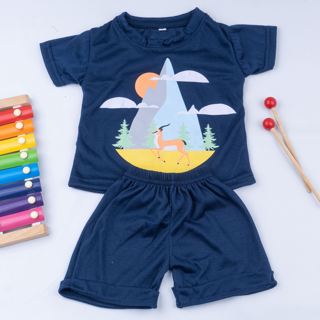 Setelan Anak cewek / cowok  Katun 1-5 Thn Setelan Anak Graphic Tee Set Basic Tee Hotpants