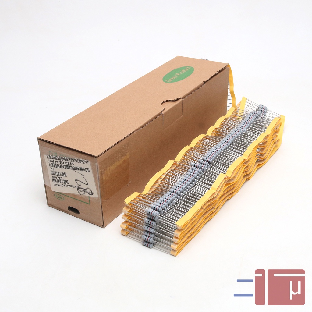 x10 Resistor 82R 82 Ohm 1W Metal Oxide 5% Taiwan Kaki Tembaga