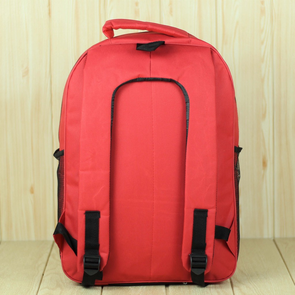 Tas Polo Pria Essential Merah Bahan Tebal Ransel Kerja Pria Murah Polos Bonus Raincover Bagus Nyaman Tas Sekolah Sma Smp Distro