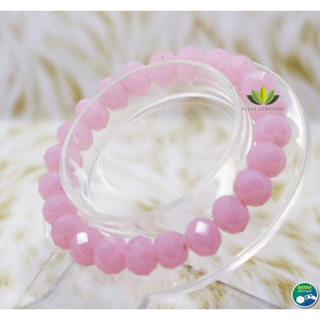 Gelang Batu Kristal Pink Rose Quartz