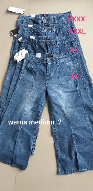 KULOT JEANS VJ ORIGINAL SIZE JUMBO muat sampai bb 90kg #belah depan